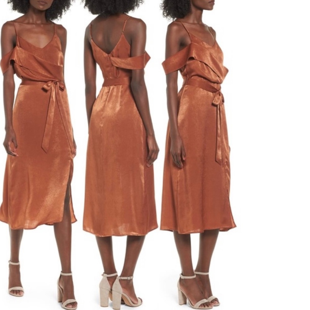 J.O.A Cold Shoulder Midi Slip Dress - size M